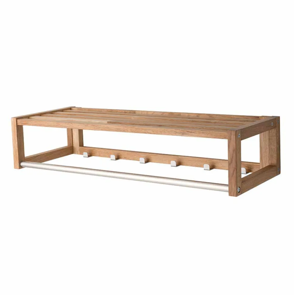 Holz Wand-Garderobe aus geölter Eiche - Helvana