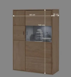 Holz Wohnkombination 328 cm breit - Vernella (vierteilig)