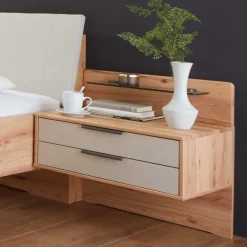 Holzbett & Nachtkommoden - Krofun (dreiteilig)