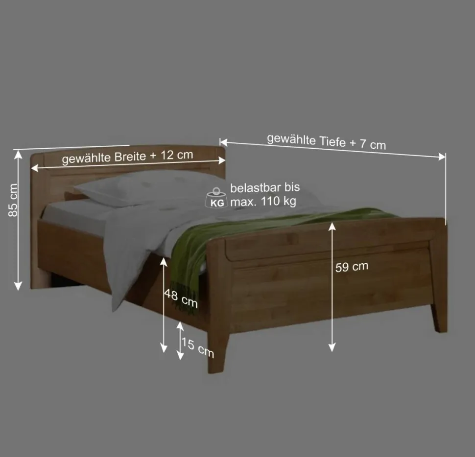 Holzbett Bordeaux aus Erle