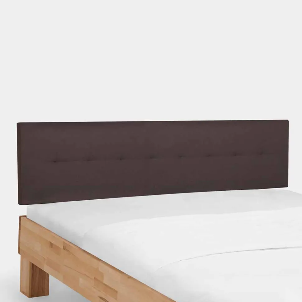 Holzbett massiv Wins mit Polster-Kopfteil Kunstleder Dunkelbraun