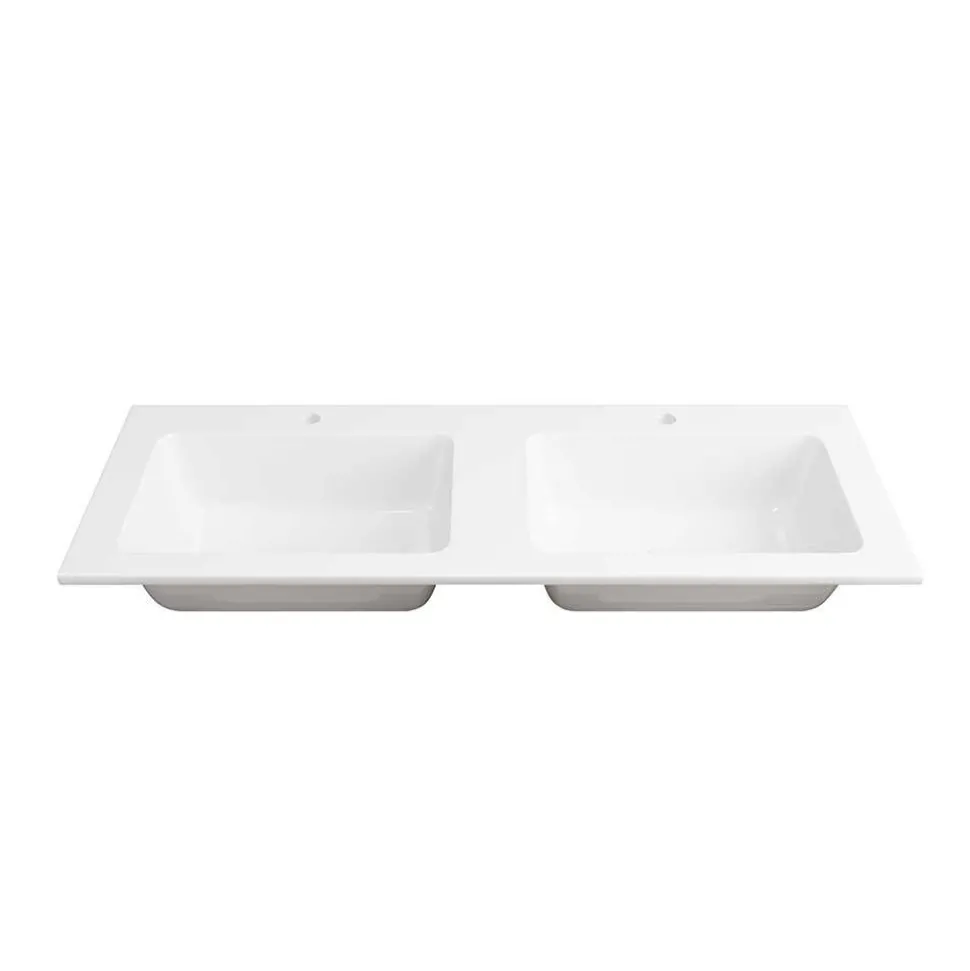 Holzoptik Doppel-Waschtisch in Eiche Dunkel - Ucaida