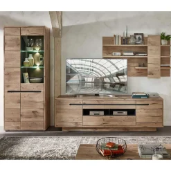 Holzoptik TV Anbauwand Set - Zelio (dreiteilig)