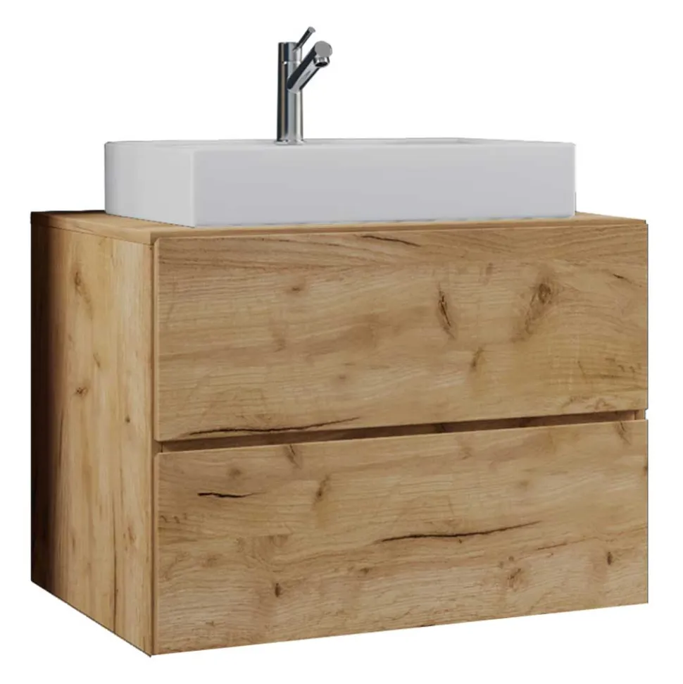 Holzoptik Wand-Waschtisch in Wildeiche Honig - Toulon