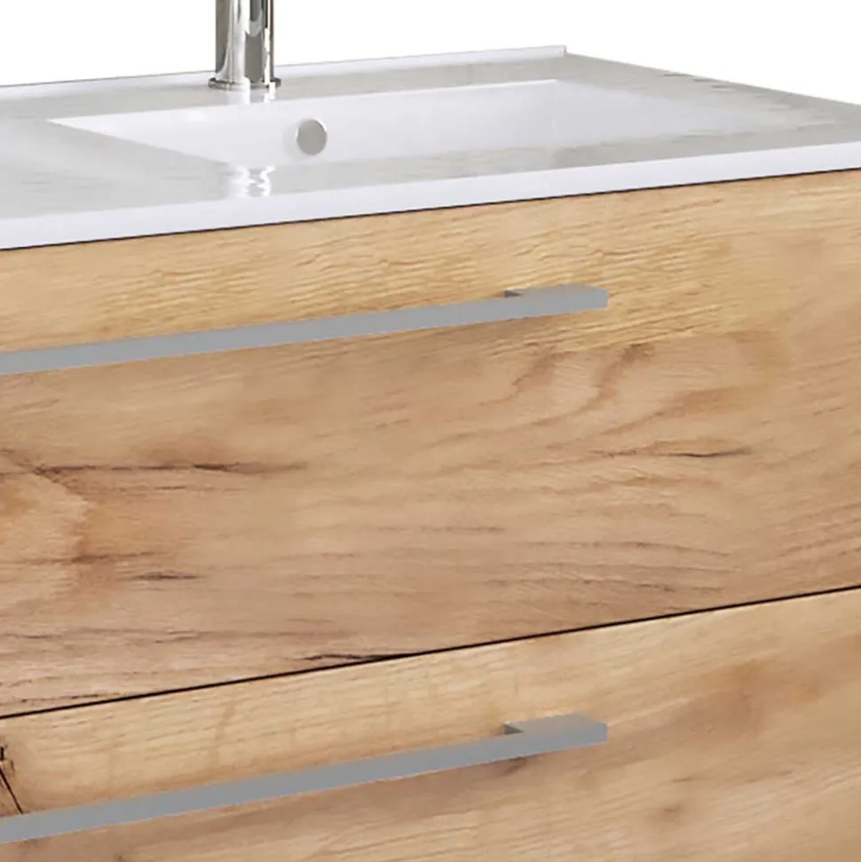 Holzoptik Waschtisch mit zwei Becken - Ursela