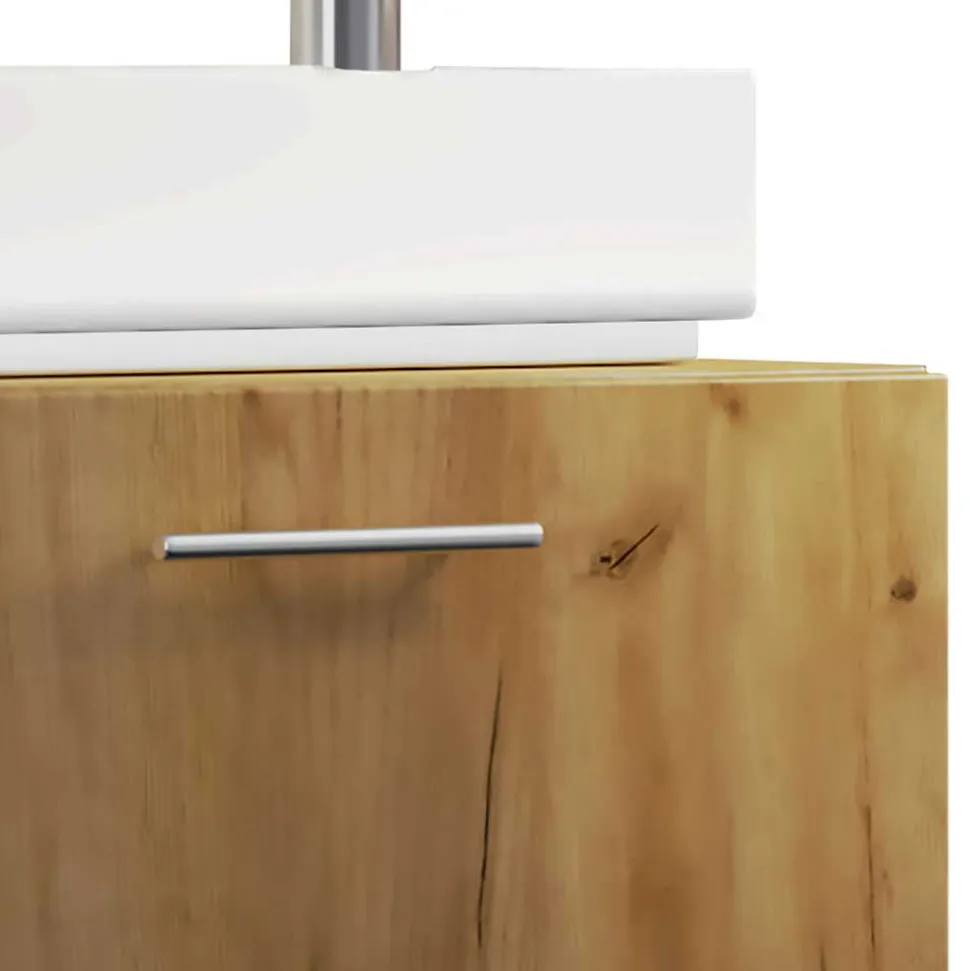 Holzoptik Waschtisch mit Aufsatzwaschbecken - Yulmatro
