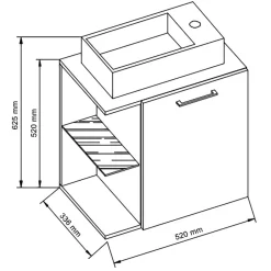 Holzoptik Waschtisch mit Aufsatzwaschbecken - Yulmatro