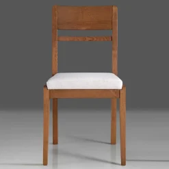 Holzstuhl mit Sitzpolster in Creme Stoff - Altagracia