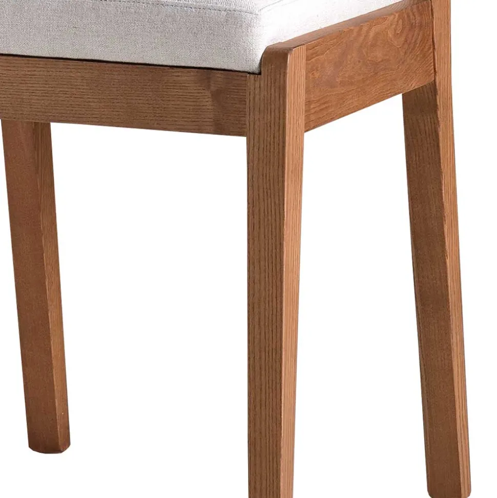 Holzstuhl mit Sitzpolster in Creme Stoff - Altagracia