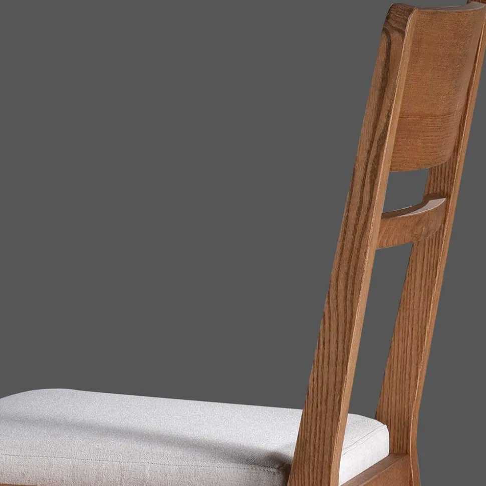Holzstuhl mit Sitzpolster in Creme Stoff - Altagracia