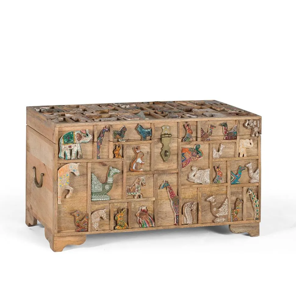 Holztruhe mit Tieren dekoriert - Widama