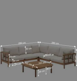 Indoor Outdoor Ecksofa & Tisch - Perconia (zweiteilig)