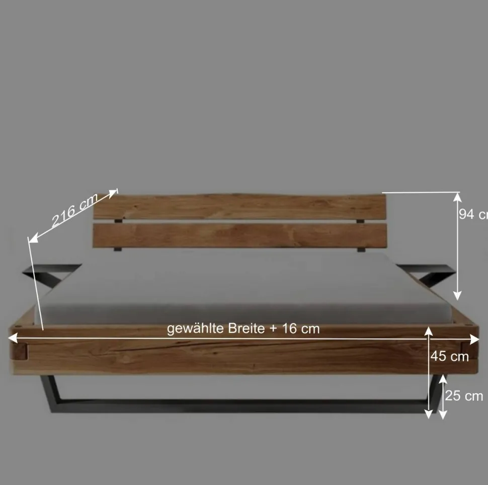 Industrial Balkenbett mit Metallkufen - Magie