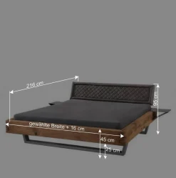 Industrial Bett mit Recyclingleder Kopfteil - Cresp