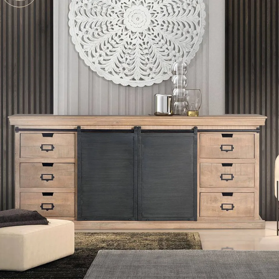 Industrial Chic Sideboard mit Schiebetüren - Jantonia