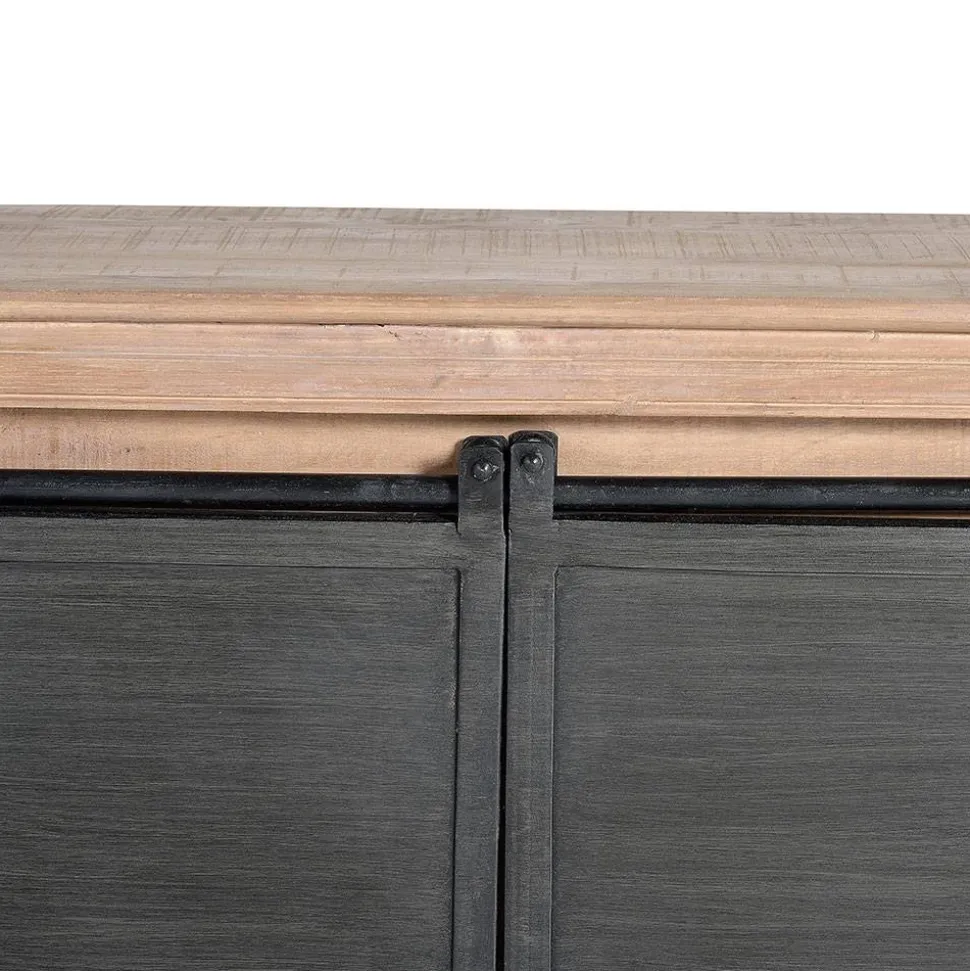 Industrial Chic TV Kommode mit Schiebetüren - Jantonia