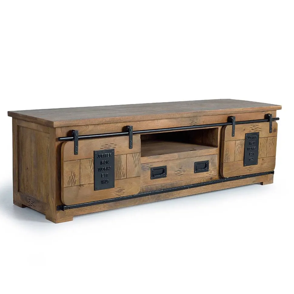 Industrial Design TV Lowboard aus Mangoholz - Semian