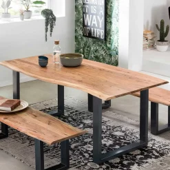 Industrial Esstisch mit Baumkante Akazie - Hovalta