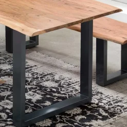 Industrial Esstisch mit Baumkante Akazie - Hovalta