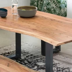 Industrial Esstisch mit Baumkante Akazie - Hovalta