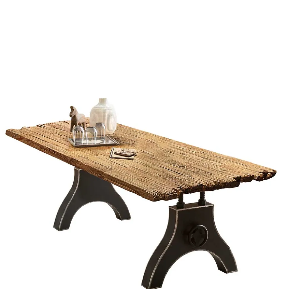 Industrial Esstisch mit Teak Altholzplatte - Banyo