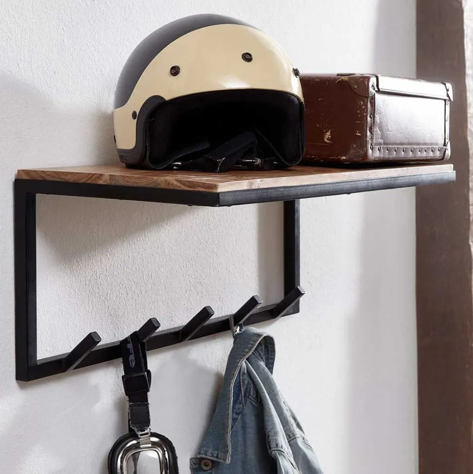 Industrial Garderobe mit Hutboden aus Akazie - Seletana