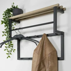 Industrial Hängegarderobe aus Stahl Schwarz - Lundreo