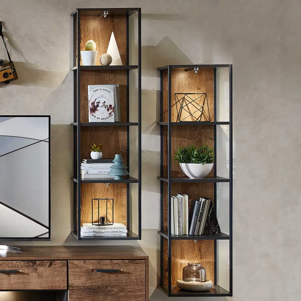 Industrial Hängeregal in Dekor Eiche Dunkel - Xindus