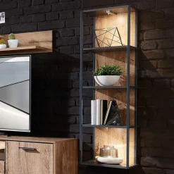 Industrial Hängeregal in Dekor Eiche Dunkel - Xindus