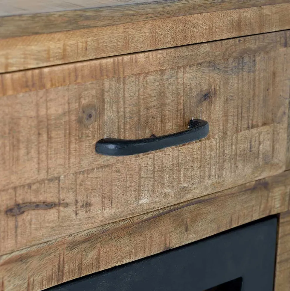 Industrial Kombi-Kommode auf Metall-Rädern - Thiano