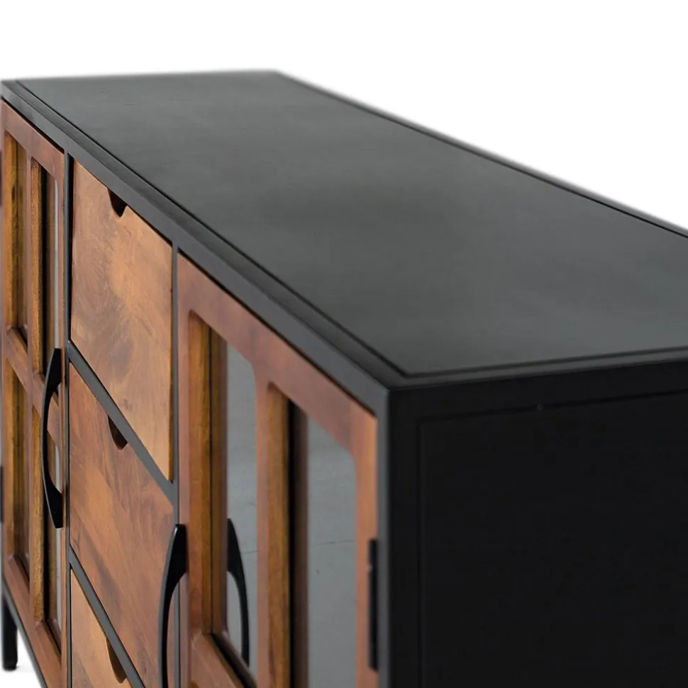 Industrial Kommode mit Glastüren - Hayato