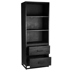 Industrial Regal in Schwarz mit 2 Schubladen - Esturado