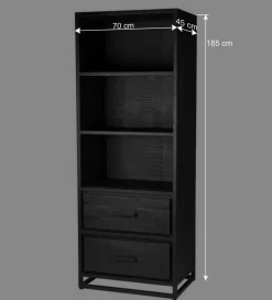 Industrial Regal in Schwarz mit 2 Schubladen - Esturado