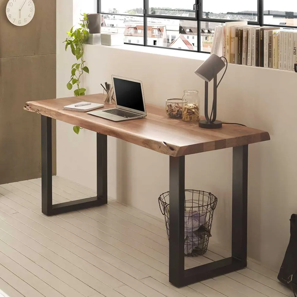 Industrial Schreibtisch mit Baumkante Akazie - Amlina
