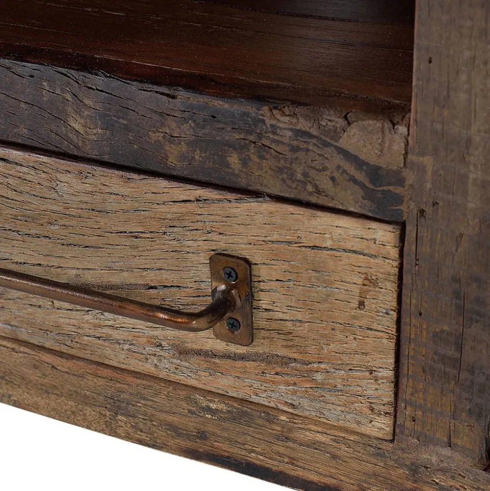 Industrial TV Kommode aus Altholz und Metall - Stock