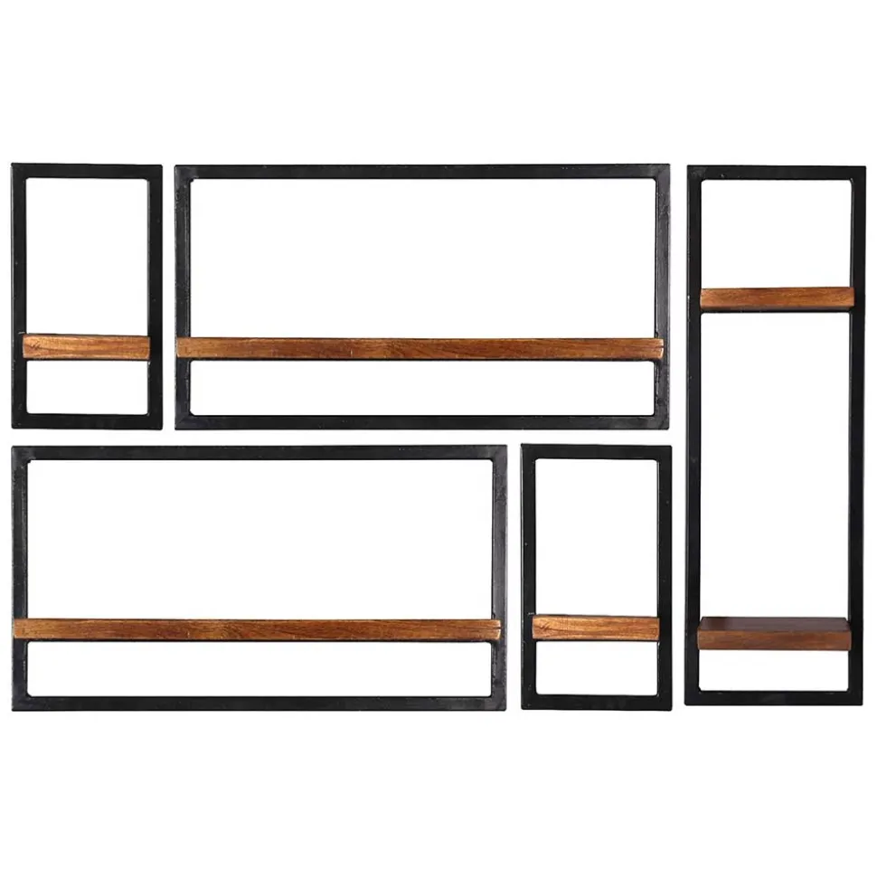 Industrie Look Regale für die Wand - Mendoza (fünfteilig)