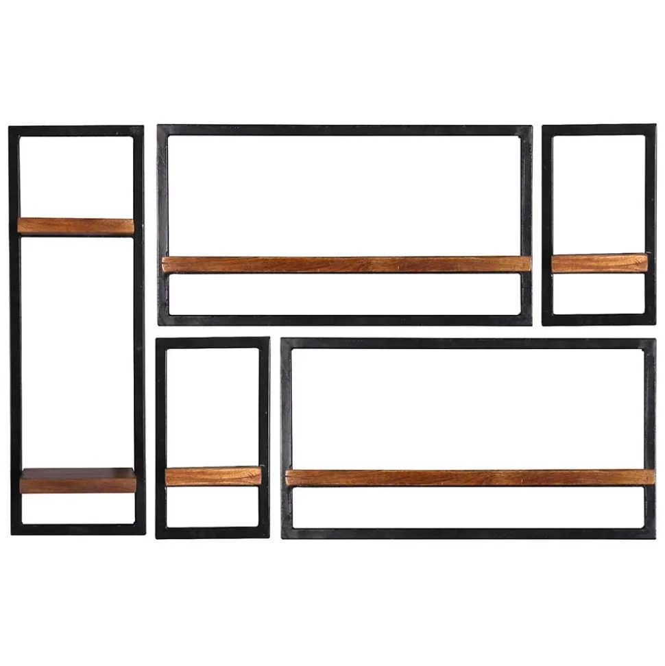 Industrie Look Regale für die Wand - Mendoza (fünfteilig)