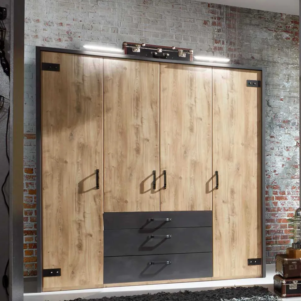 Industry Kleiderschrank mit 200 cm Breite - Bram