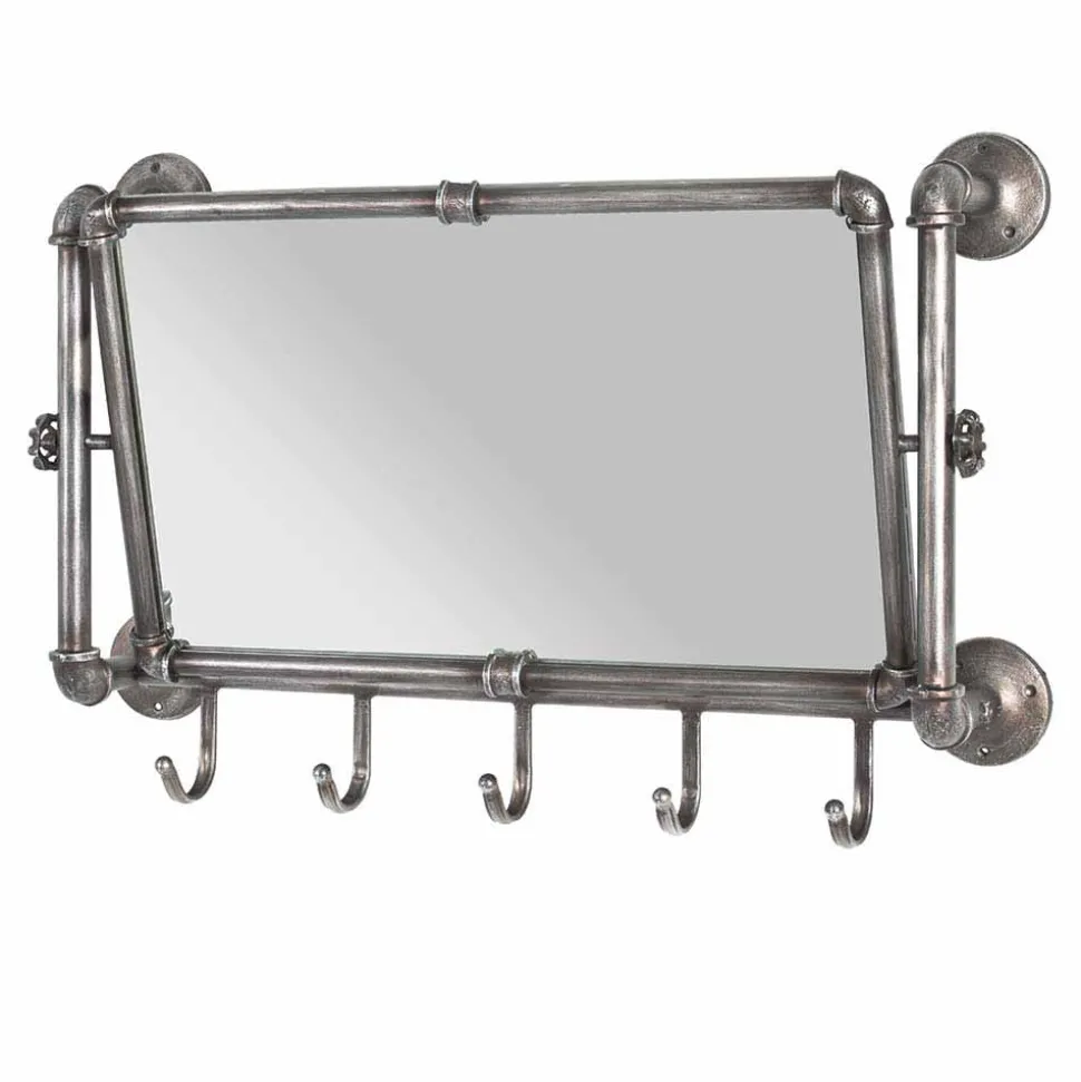 Industry Spiegel mit Rahmen aus Stahlrohren Manicos & 5 Haken