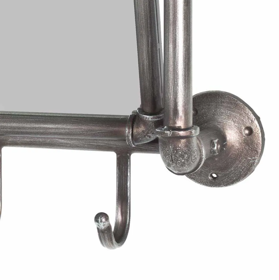 Industry Spiegel mit Rahmen aus Stahlrohren Manicos & 5 Haken