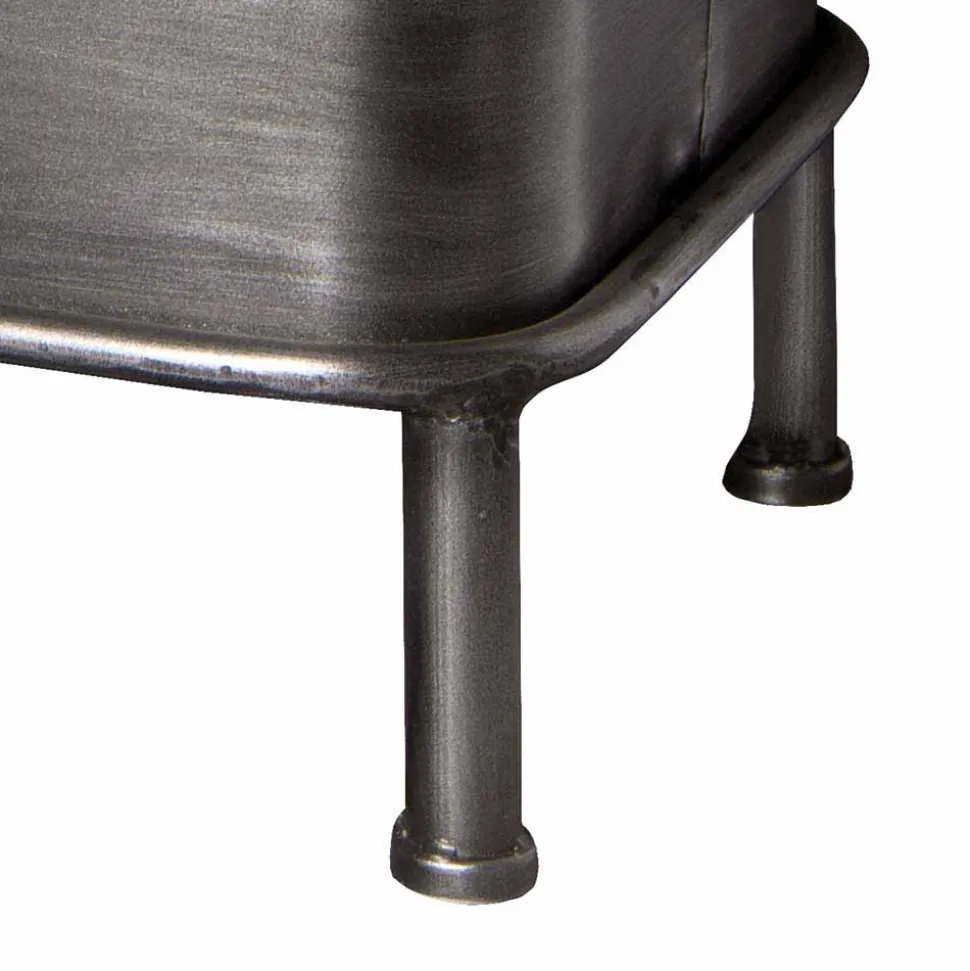 Industry Truhenbank aus Stahl Uladan mit Kunstleder Polster Braun