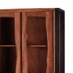 Industry Vitrinenschrank Smantana aus Holz Akazie Cognac