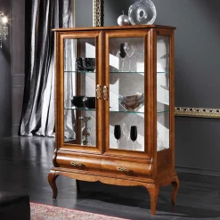 Italienische Doppeltür Vitrine in Nussbaumfarben - Motiz