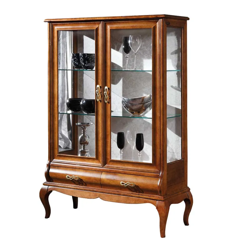 Italienische Doppeltür Vitrine in Nussbaumfarben - Motiz