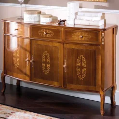 Italienisches Barock Sideboard Natale in Nussbaum mit Intarsien