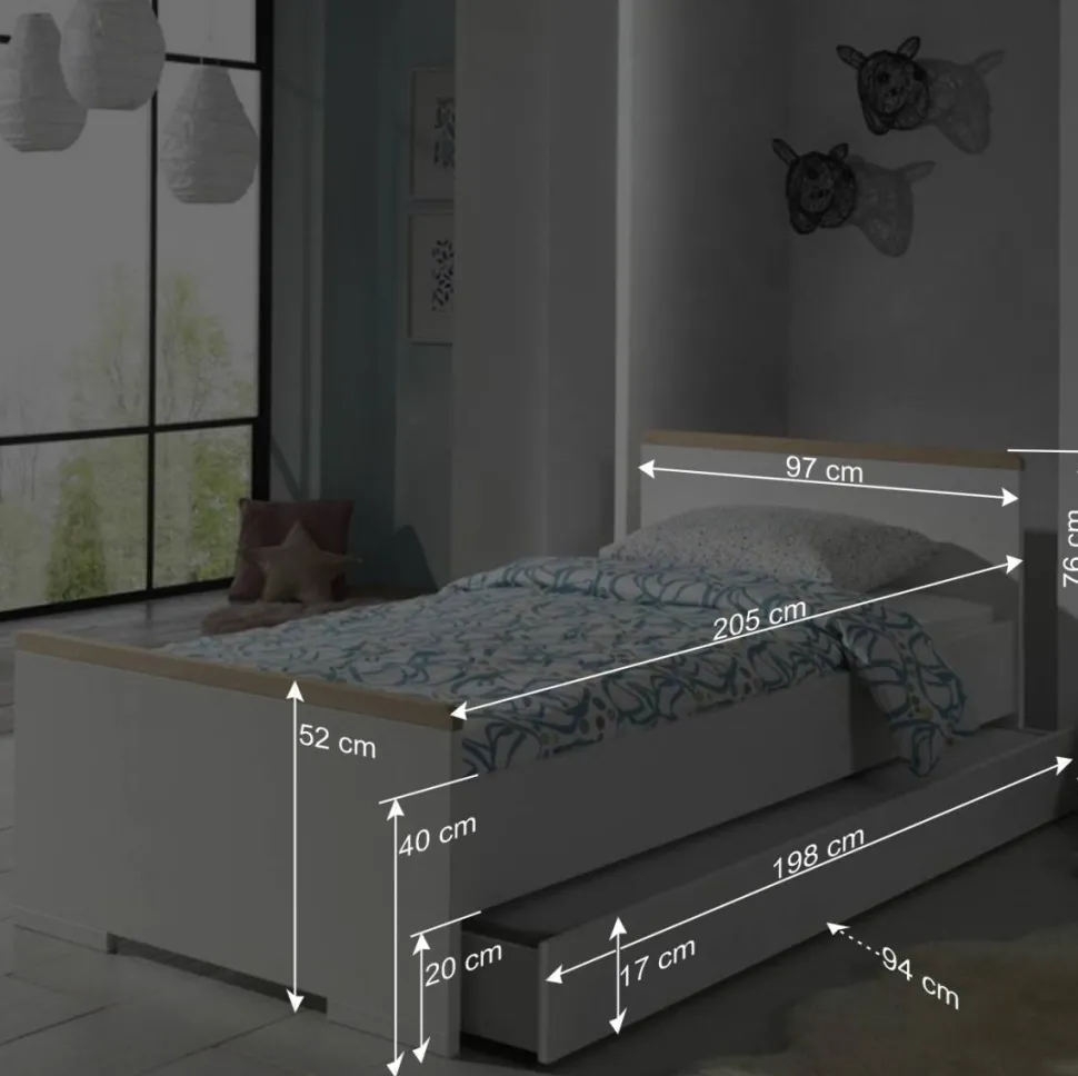 Jugend Schlafzimmer Möbel in Weiß - Eldrus (dreiteilig)