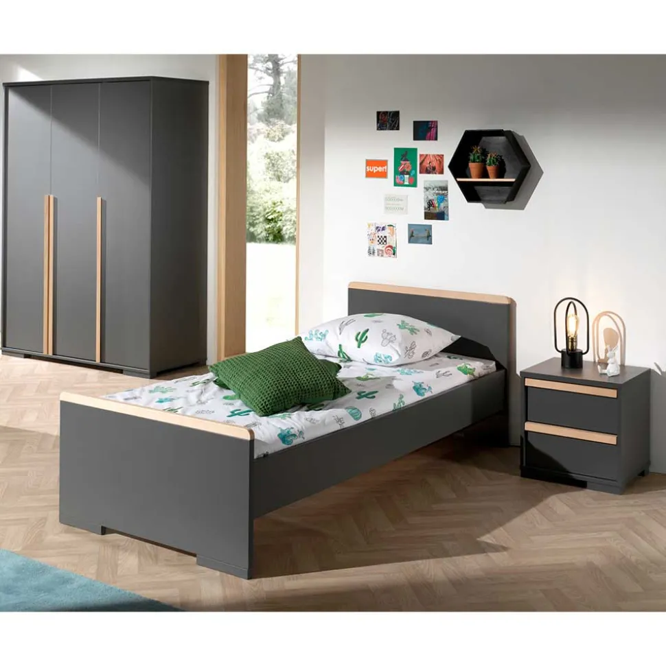 Jugendzimmer Einrichtung in Anthrazit - Navlius (dreiteilig)