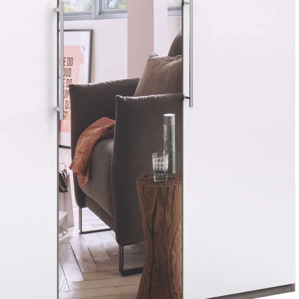 Jugendzimmer Kleiderschrank mit Spiegel & Glas Weiß - Empresian