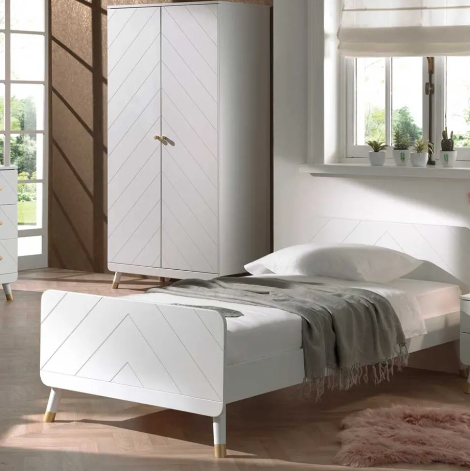 Jugendzimmer Möbel in Weiß & Gold - Zimventa (vierteilig)