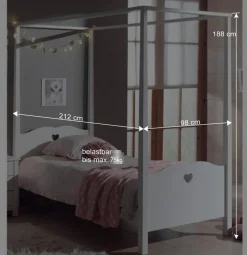 Jugendzimmer Möbel Set Grandory mit Himmelbett (dreiteilig)